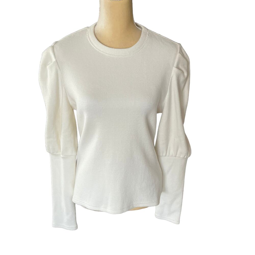 Jonathan Simkhai Standard Levy Recycled Rib Puff Sleeve Sweater Top NEW Size XL